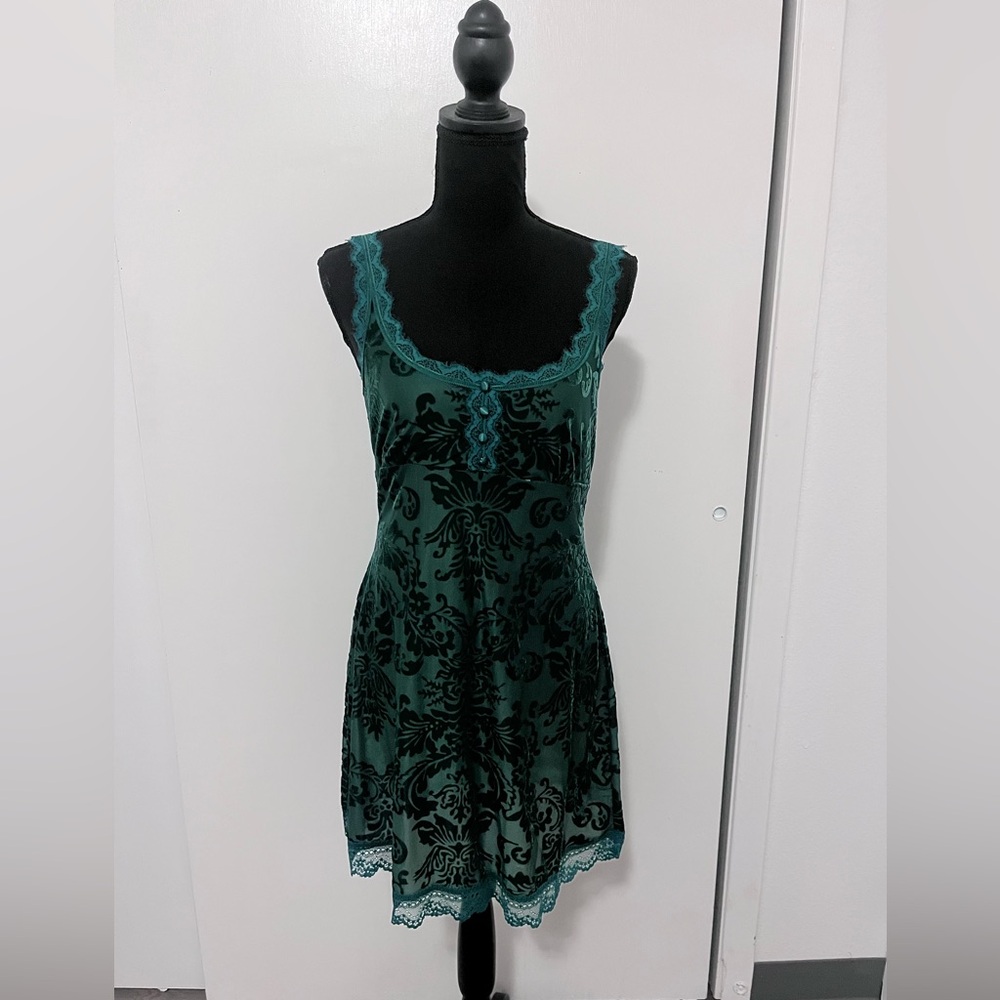Widow Green Velvet Slip Dress